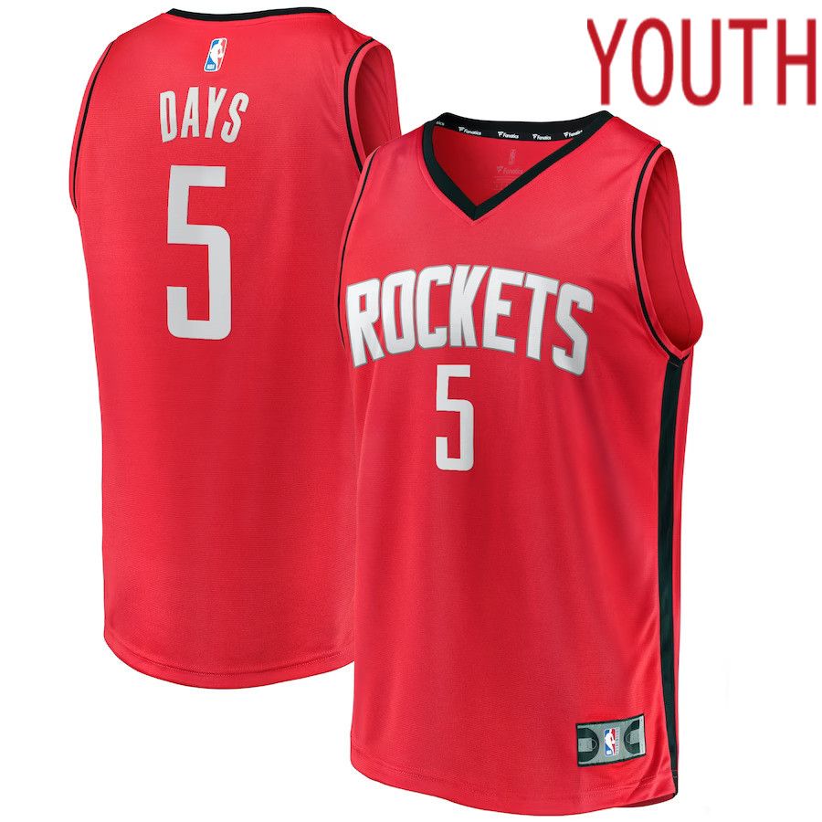 Youth Houston Rockets #5 Darius Days Fanatics Branded Red Fast Break Player NBA Jersey